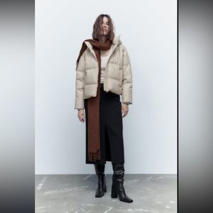 Zara Faux Leather Puffer Jacket